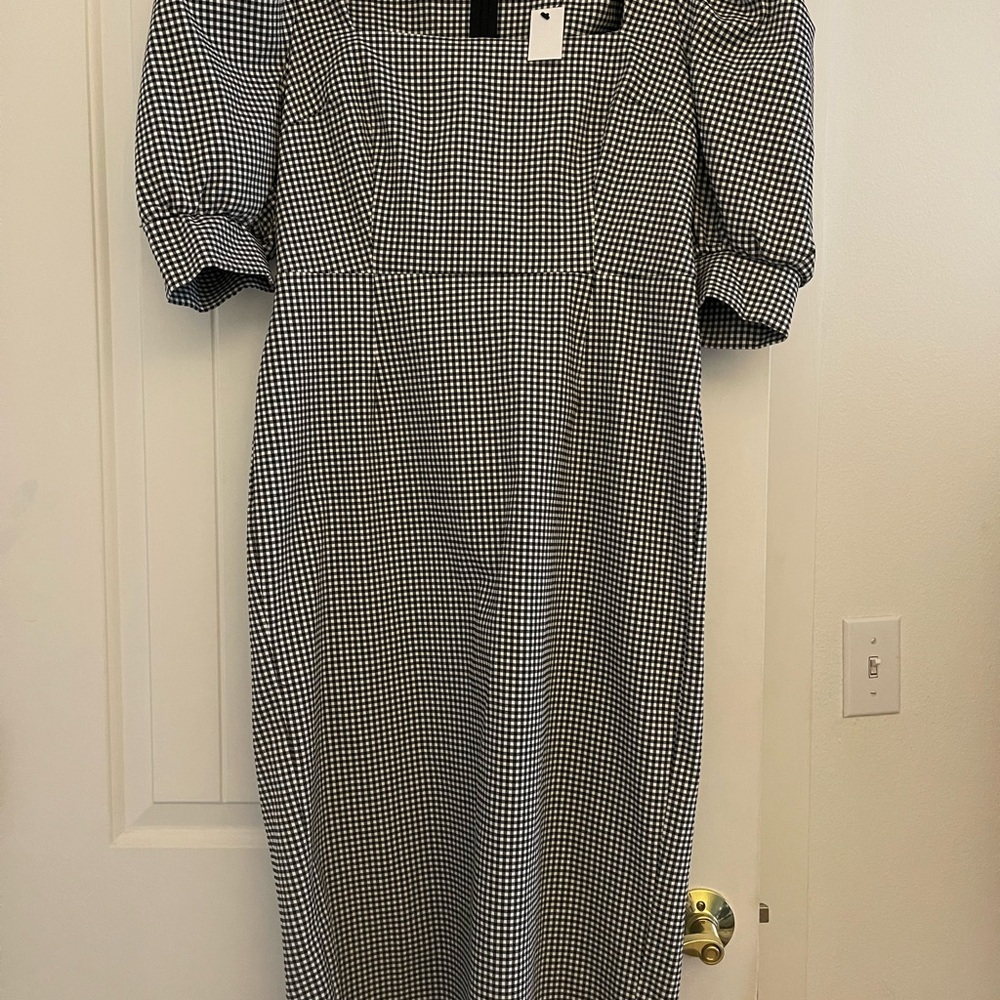 Topshop Black & White Gingham Midi Dress